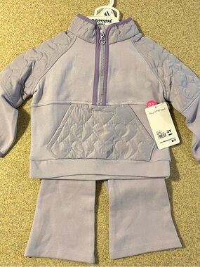 Quilted Half-zip Girls Matching Set - 2T